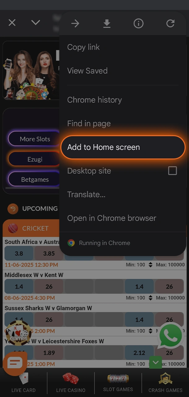Follow the instructions to add the FairPlay mobile app to your home screen.