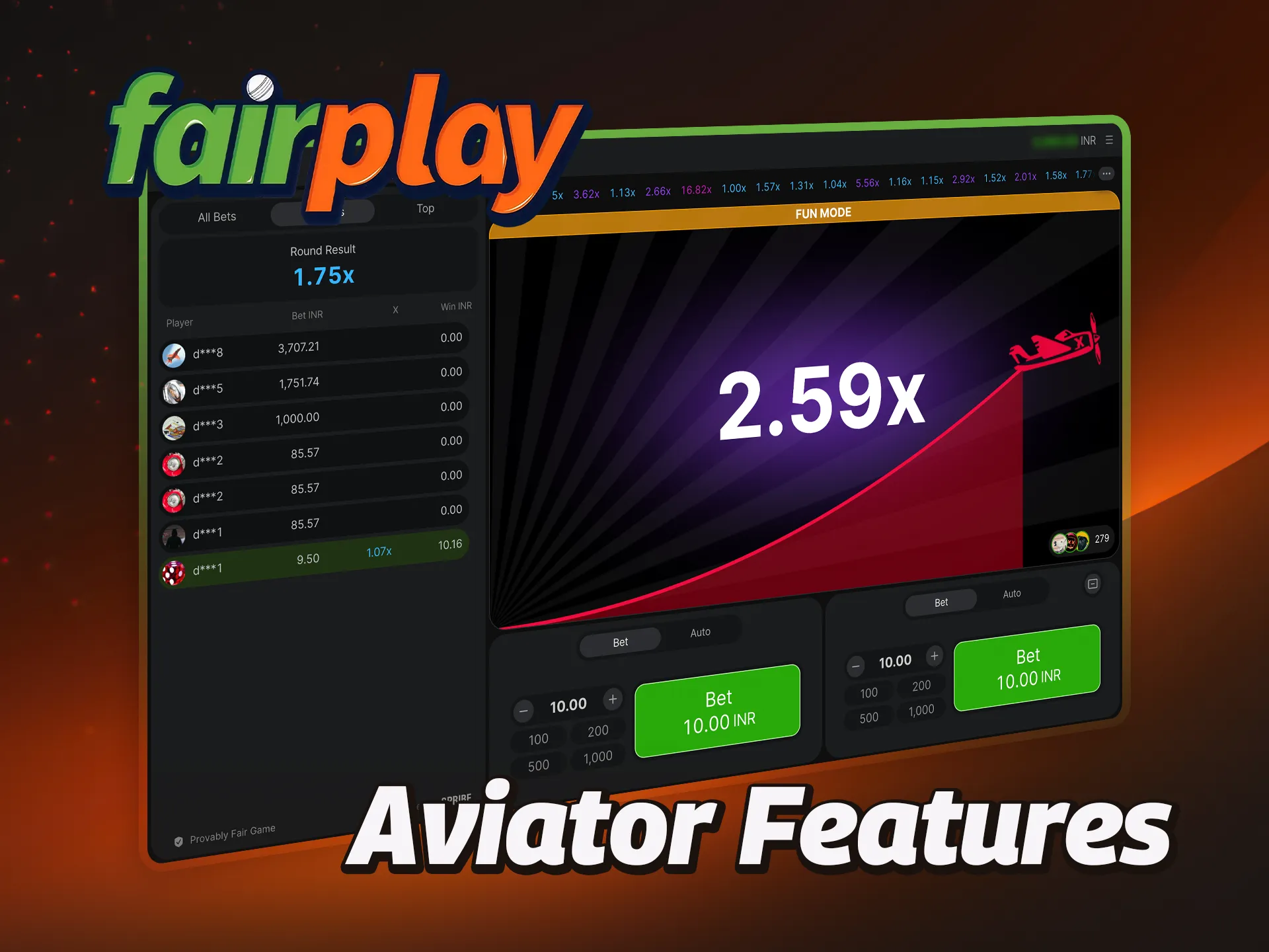 Learn more about the features of Aviator at FairPlay.