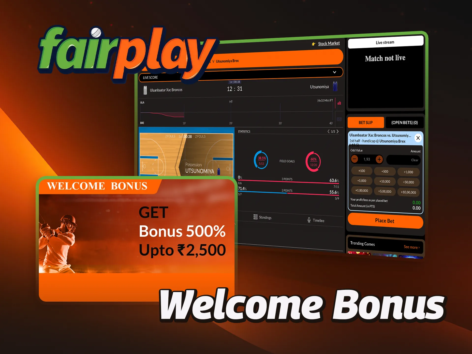 Use the welcome bonus and get more benefits from betting on basketball at FairPlay.