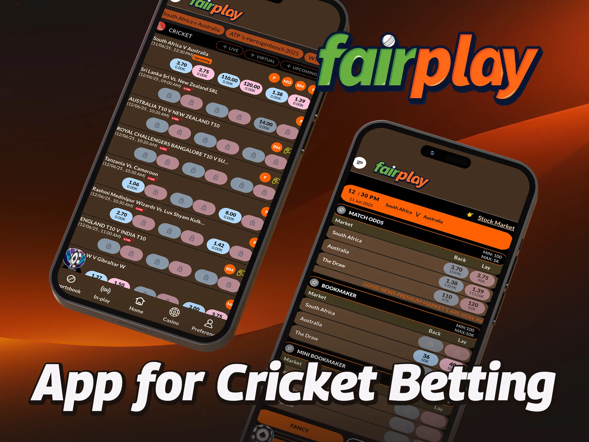 Get easy access to all cricket events and live matches with the FairPlay app.