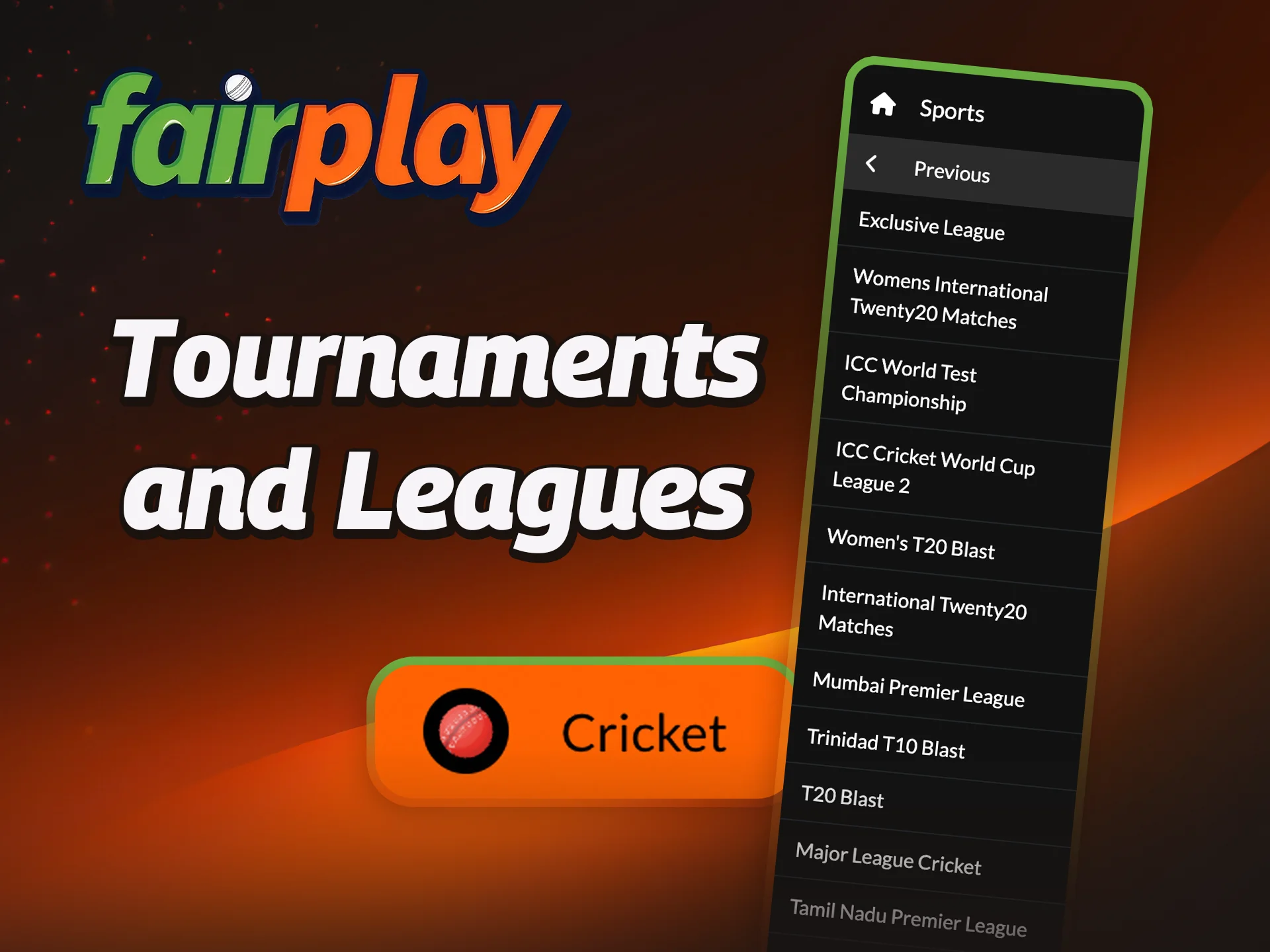 Place bets on the best cricket tournaments at FairPlay.
