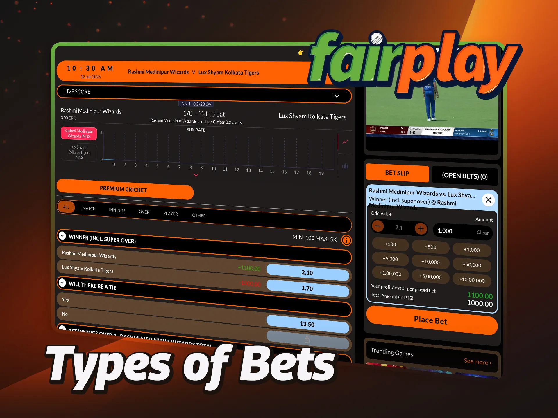 Find out about the types of cricket bets available at FairPlay.