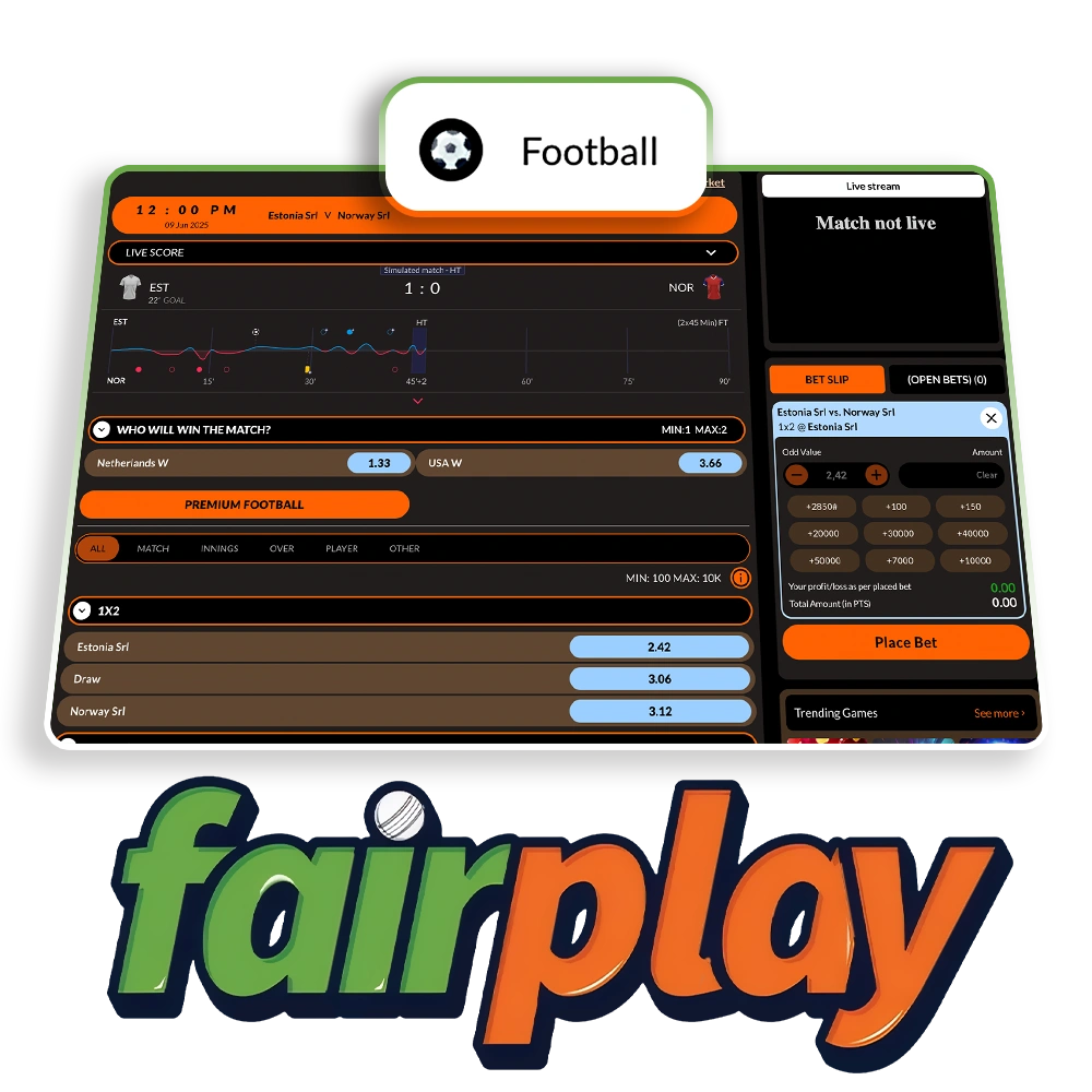 Enjoy football and win real money at FairPlay.