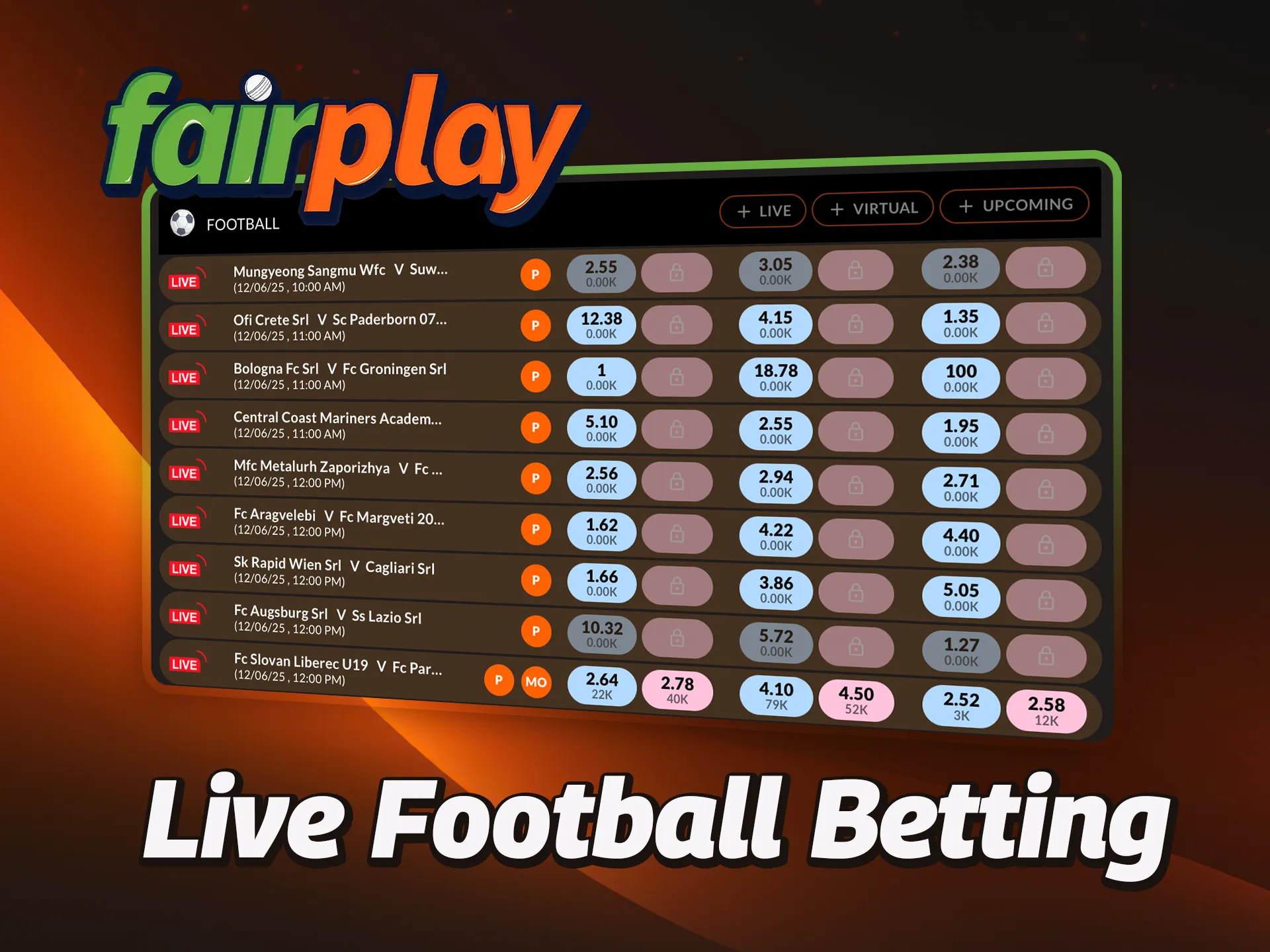 Bet on football in real time at FairPlay.
