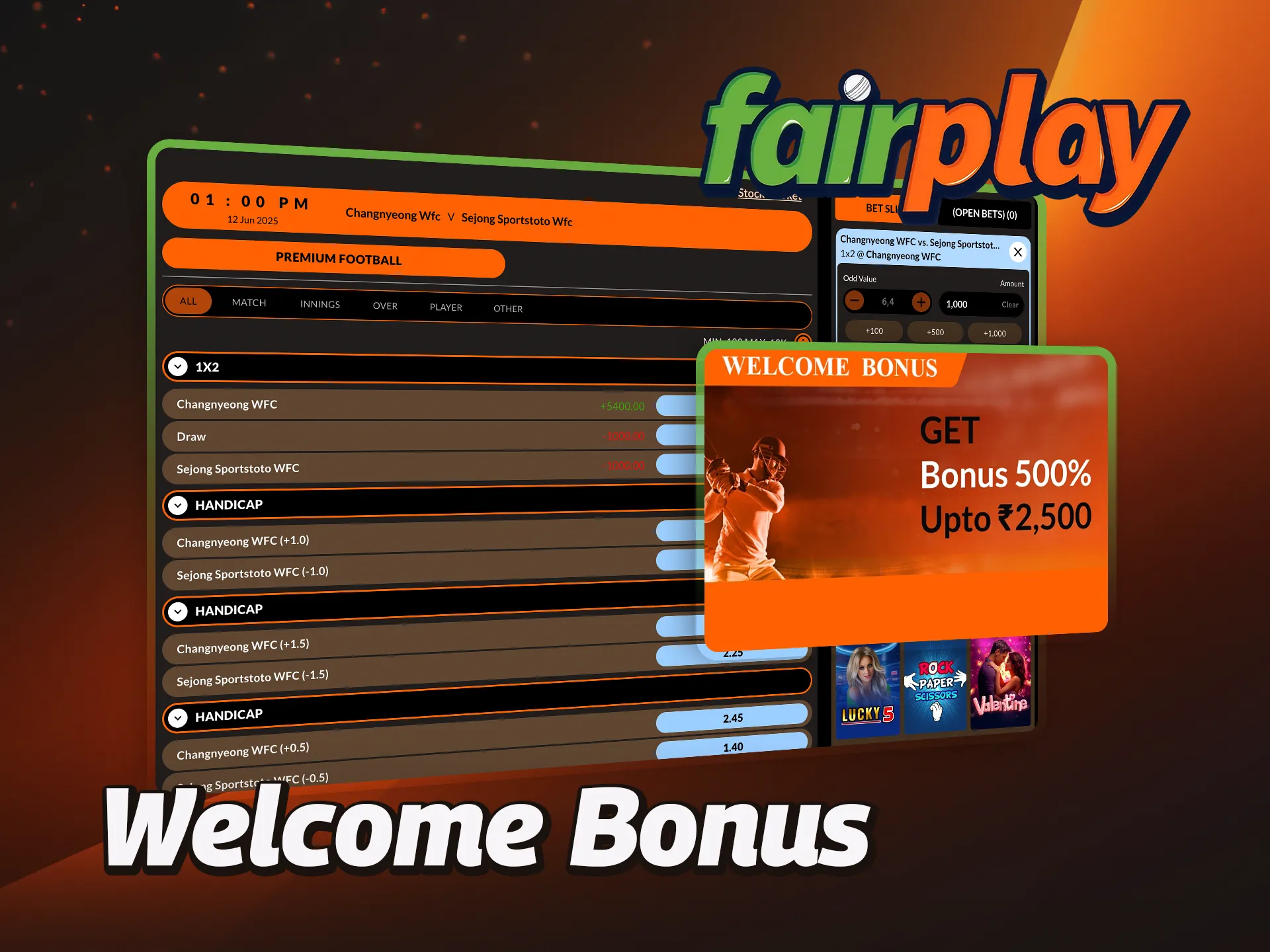 Boost your football betting balance immediately with FairPlay's welcome bonus.