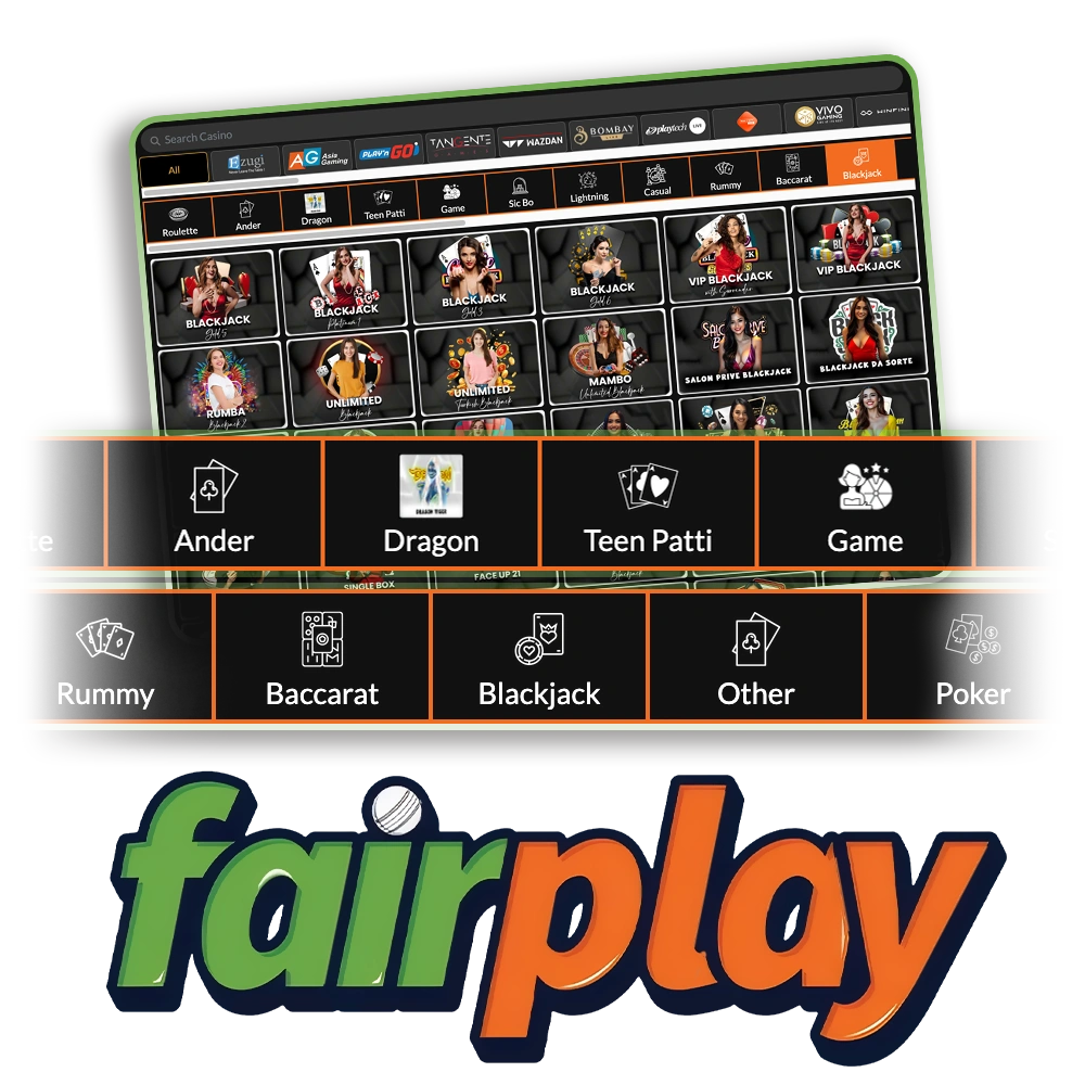 Play roulette, blackjack, poker or other live casino games at FairPlay.