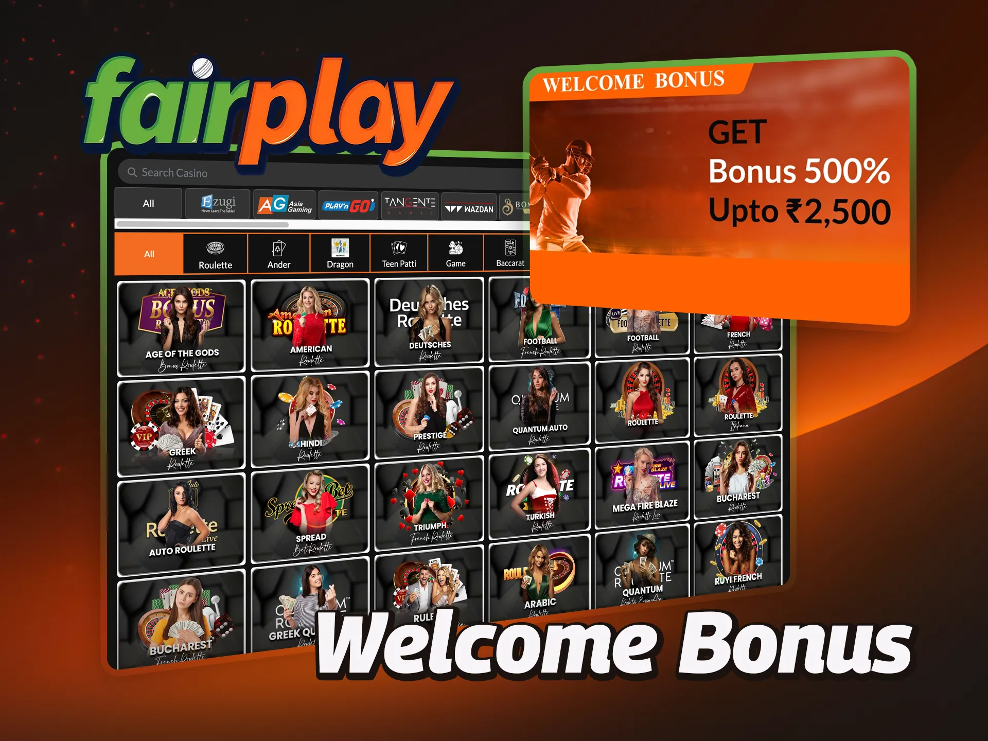 Read about the welcome bonus for FairPlay live casino games.