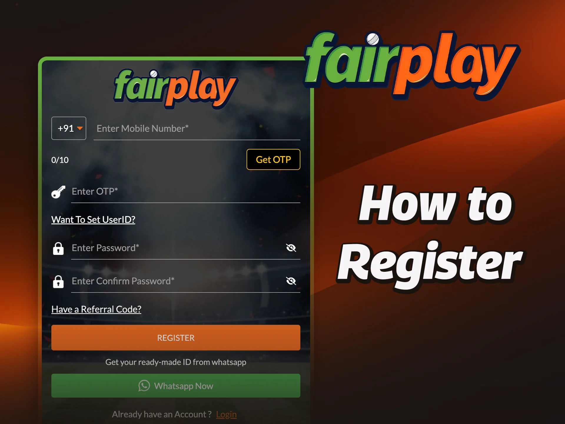 Find out how to register at FairPlay casino.