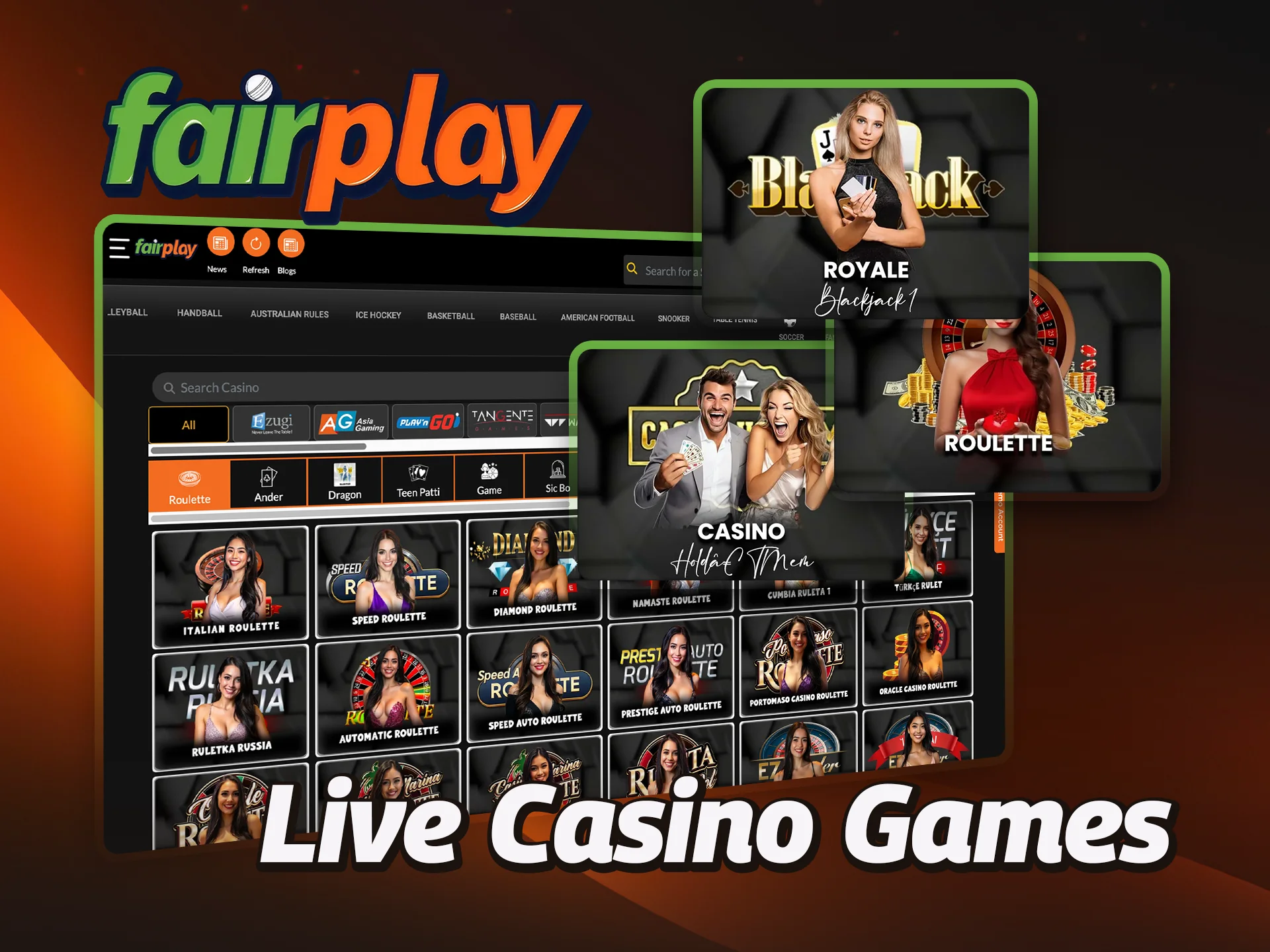 Play games with real dealers in real time at FairPlay.