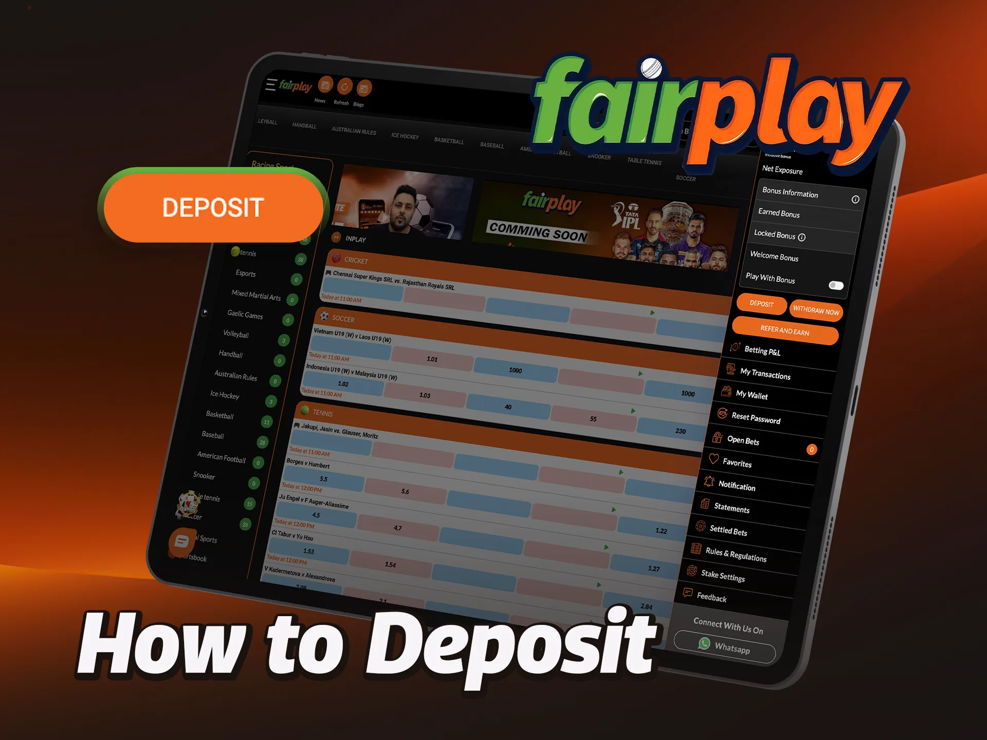 Follow the instructions to make a deposit at FairPlay.