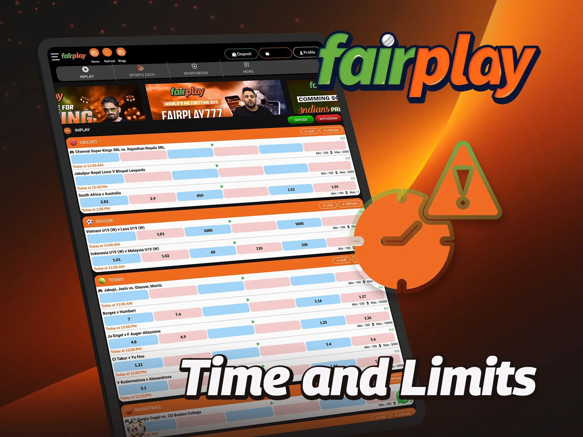 Read about deposit and withdrawal times and limits at FairPlay.
