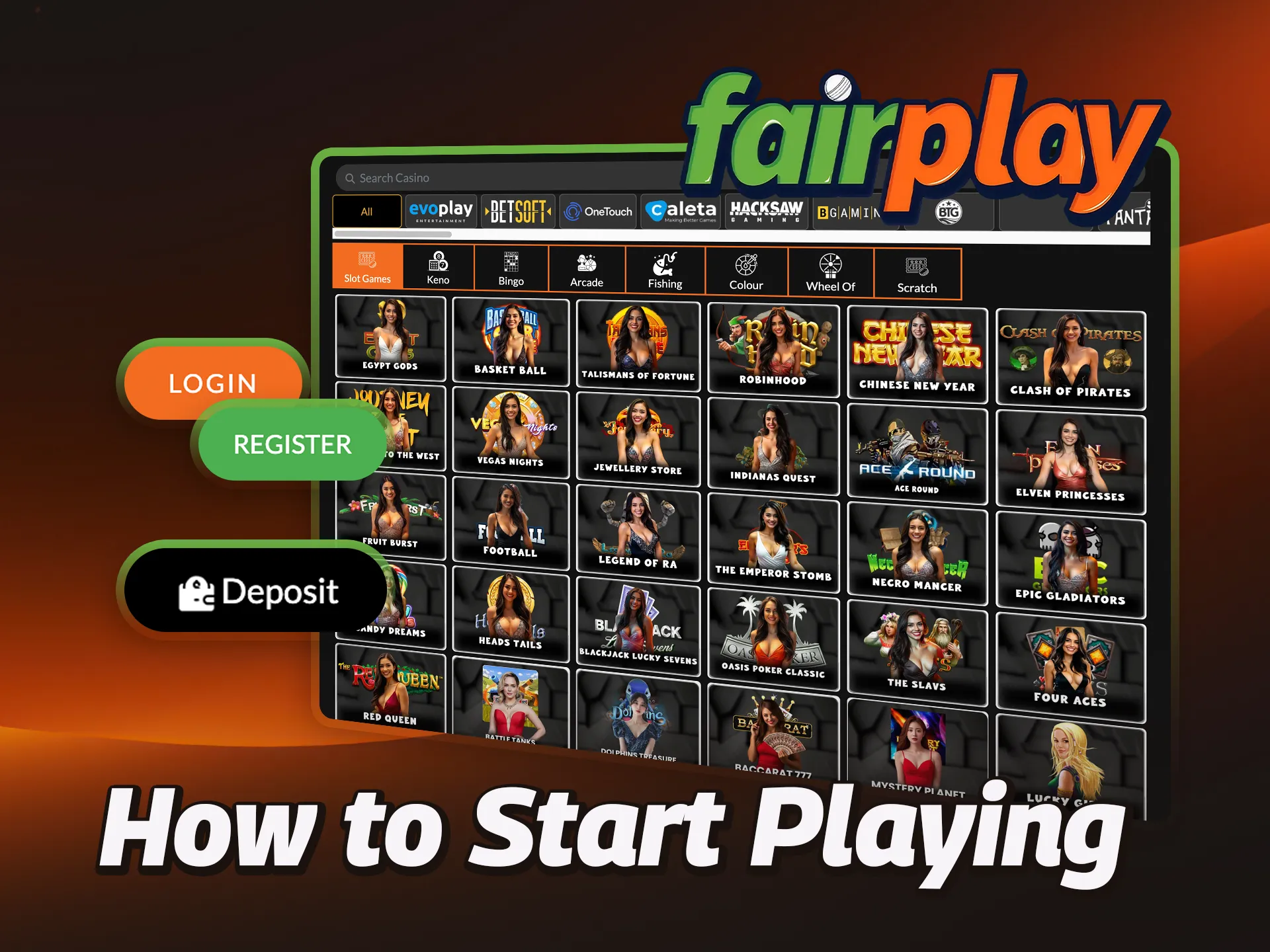 Simple steps to start playing slots at FairPlay quickly and easily.