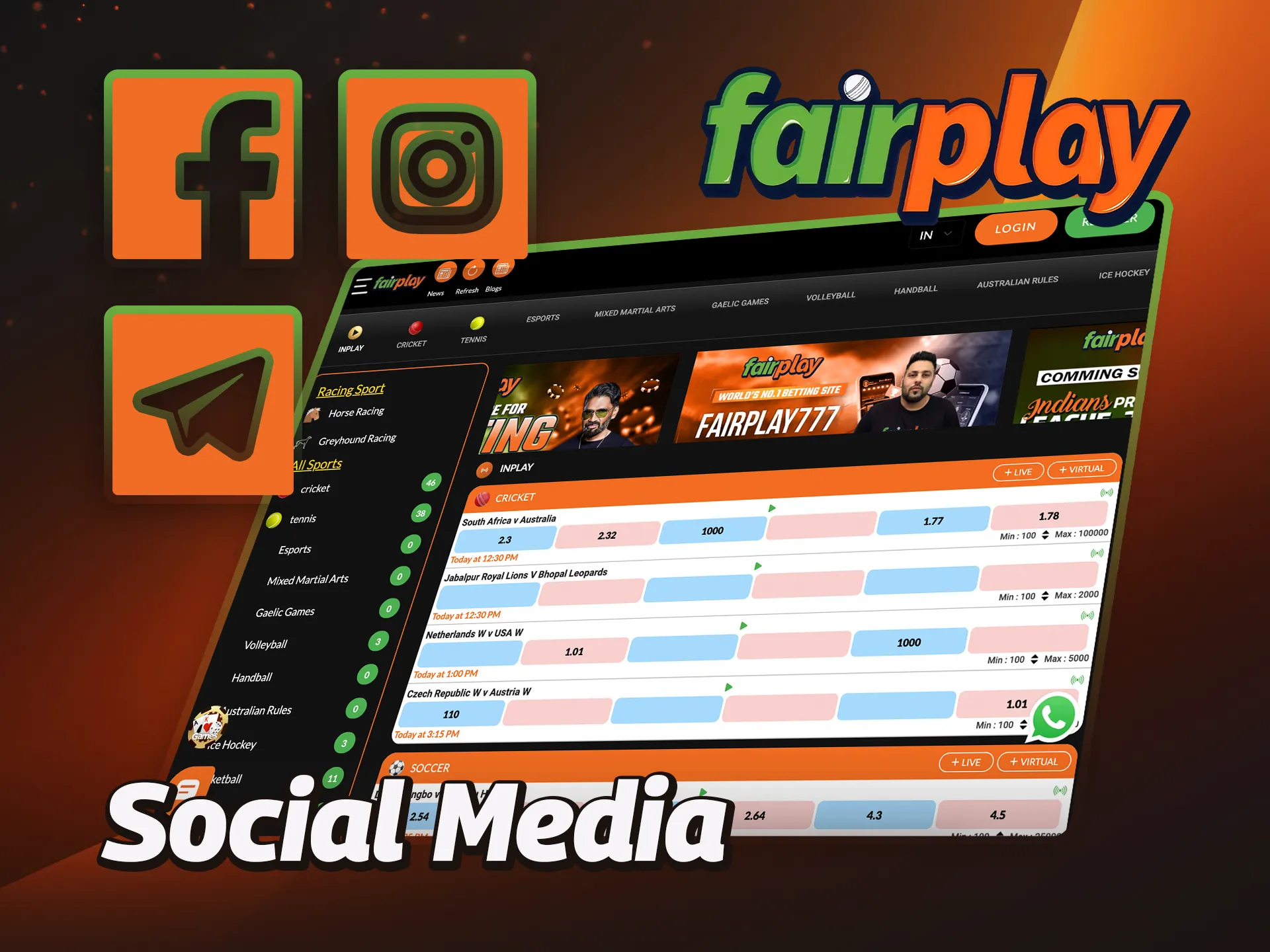 Connect with FairPlay support through official social media channels like Facebook, Instagram, and Telegram.