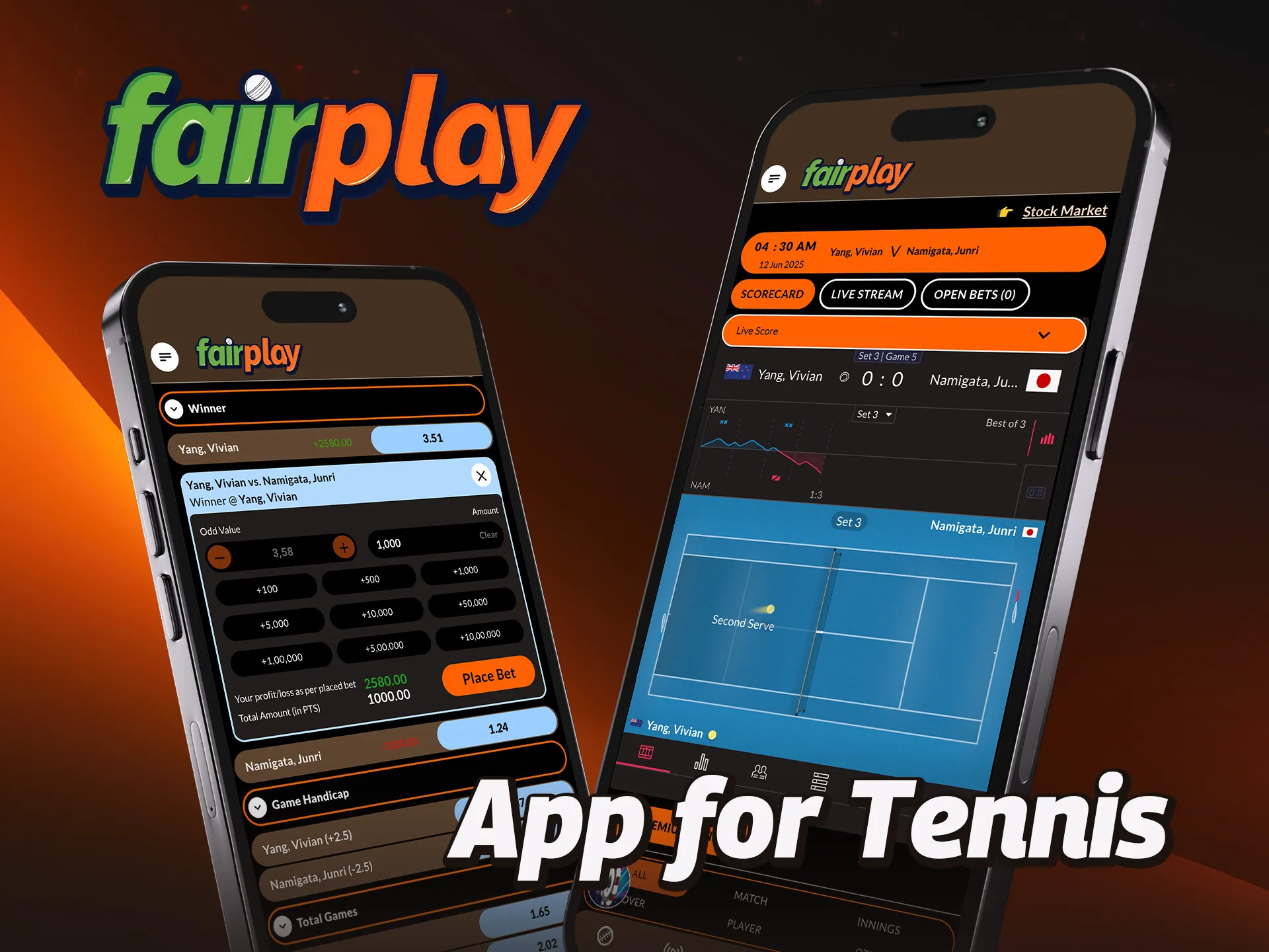 Access tennis betting wherever you are with the FairPlay mobile app.
